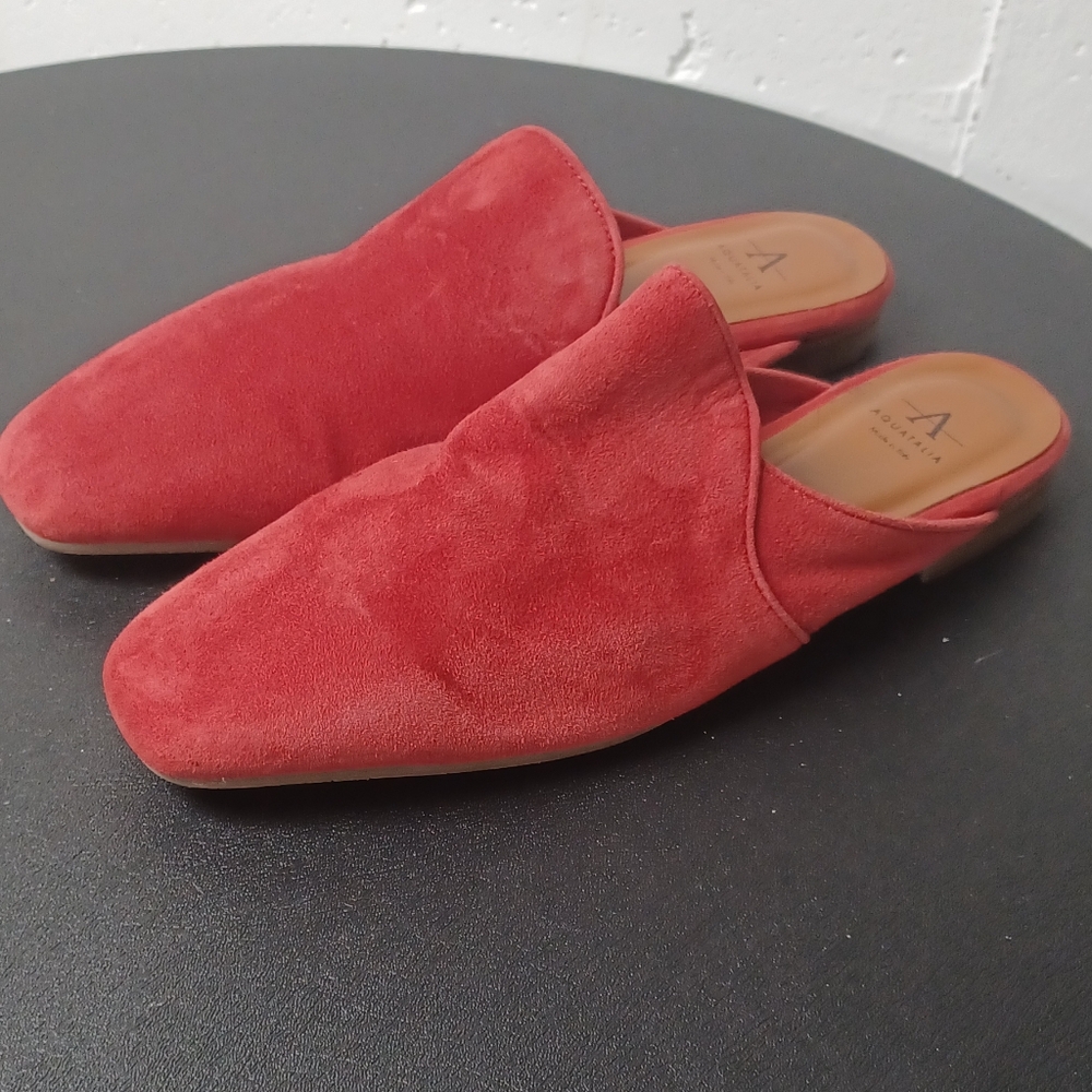 Aquatalia Red Suede Women's Mules Sz 10